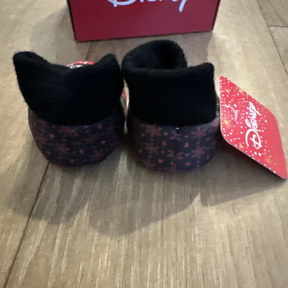 Disney Baby Minnie Mickey Mouse Plaid Christmas Slippers Crib Booties Size 2 NEW